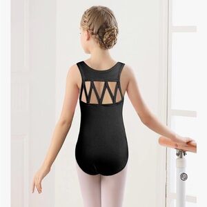 Black Leotard with Geometric Back Design